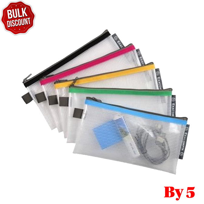 BULK DISCOUNT: Pack of 5 23x13cm Zip Folders (Exacompta)